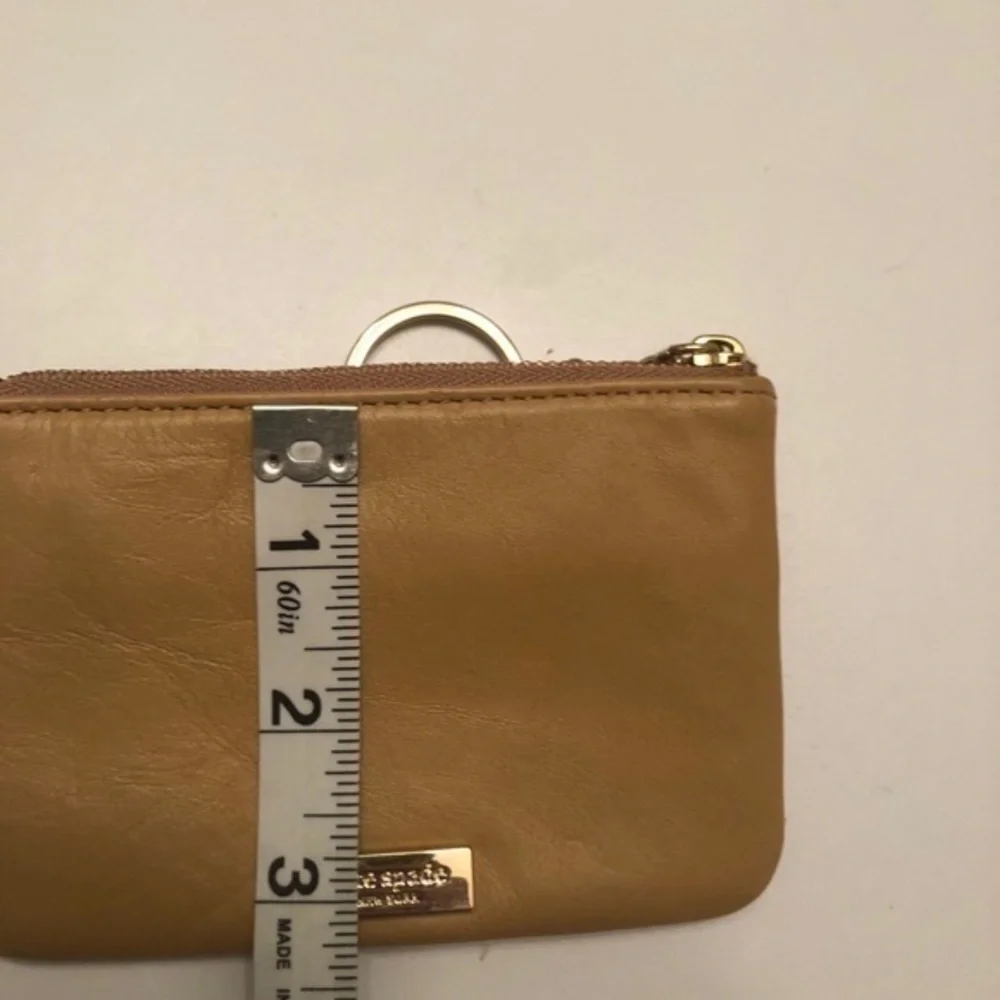 Kate spade tan black bow coin keychain wallet